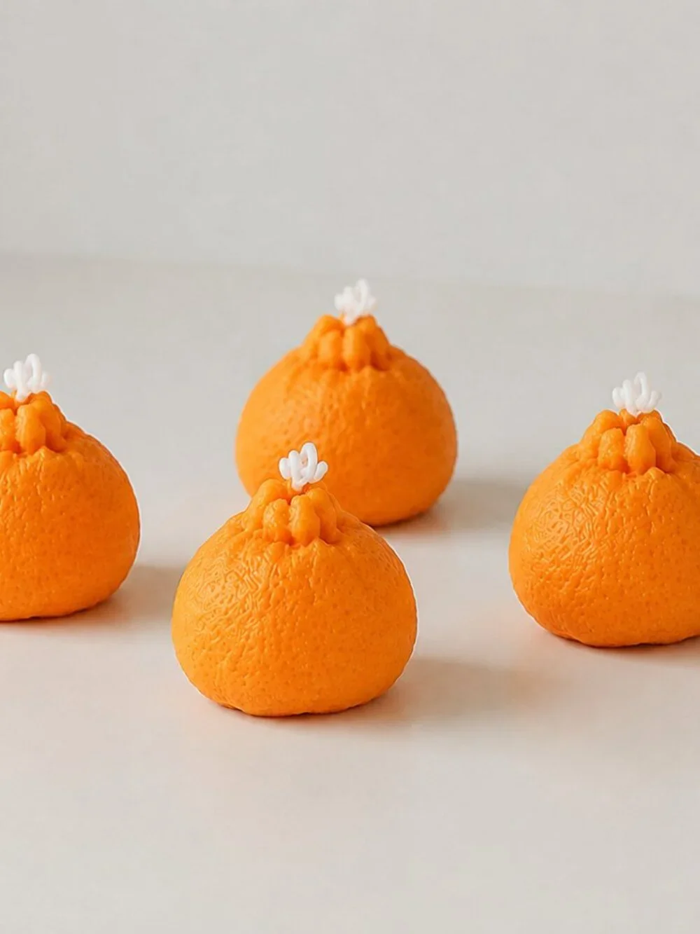 Orange-Shaped, Citrus-Scented Fruit Candles, Aromatherapy, Vegan, 4-Pack, New